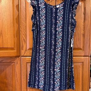 NWT-Old Navy Ruffled Sleeve Navy Floral Print Shift Dress-M